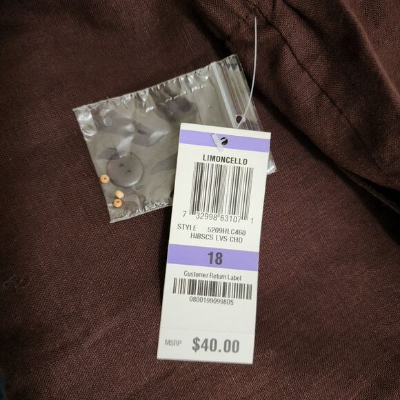 NWT JM Collection Limoncello Linen Crop Pants Brown Embroidered Wide-Leg Size 18 - Picture 8 of 9